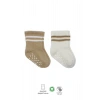 Çemberli Kaymaz Soket Çorap 2li  Bej-ekru