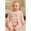 Happy Dancing Desenli 3lü Hırkalı Kız Bebek Takım