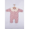 Leopar Dama Desenli % 100 Pamuk Kız Bebek Tulum