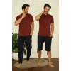 Moda Erkek Bordo 3lü Pijama Takım Bordo