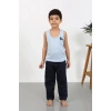 Moda Erkek Çocuk Sıfır Kol Penye Pijama Takım Mavi