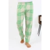 Moda Erkek Ekoseli Desen Penye Tek Alt Pijama Yeşil