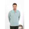 Moda Erkek Polo Yaka Uzun Kol Penye Pijama Takımı Su Yeşili