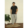 Moda Erkek Siyah V Yaka 3lü Pijama Takım
