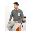 Moda Erkek Uzun Kol Penye Antrasit Pijama Takımı