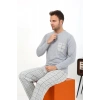 Moda Erkek Uzun Kol Penye Gri Pijama Takımı