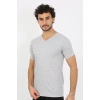 Moda Erkek V Yaka Gri Penye Atlet