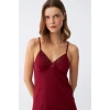 Moda İp Askılı Penye Gecelik Bordo