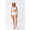 Moda Kadın Basic Beyaz Pedli Yüksek Bel Bikini Takımı