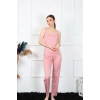 Moda Kadın İp Askılı Somon Pijama Takım