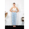 Moda Kadın Pamuklu Alt Pijama Mavi
