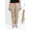 Moda Kadın Pamuklu Büyük Beden Alt Pijama Bej