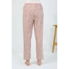 Moda Kadın Penye Çiçek Desenli Tek Alt Pijama Pudra