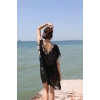 Moda Kadın Püsküllü Tunik Pareo Plaj Elbisesi Siyah