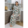 Moda Kadın Uzun Kol Penye Gecelik Ev Elbisesi Yeşil