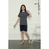 Moda Kız Çocuk Penye Şortlu Pijama Takım Lacivert