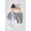 Peluş Hırkalı 3 Lü Kız Bebek Takım