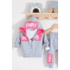 Simply Desenli Kapişonlu 3lü Kız Bebek Takımı