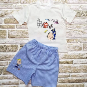 1-2-3 Yaş Topçu Erkek Çocuk Baskılı Şortlu Kısa Kollu Tişört 2li Erkek Bebek Takımı Beyaz