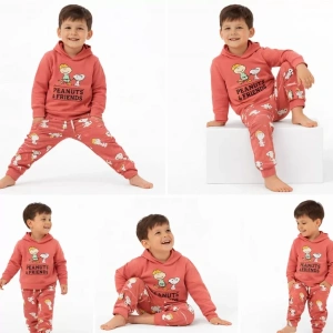 2-5 Yaş Kapşonlu Baskılı 2 Li Çocuk Takımı