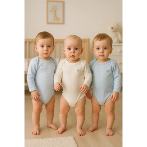 3lü Naturel Bebek Badi Zıbın -%100 Pamuk