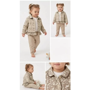 6-24 Ay Ceketli Keten Pantolonlu 3lü Bebek Takımı