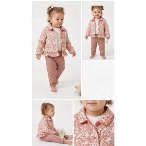 6-24 Ay Ceketli Keten Pantolonlu 3lü Bebek Takımı