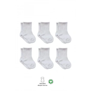 6lı Penye Düz Soket Çorap  Gri Melanj