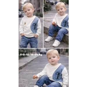 9-24 Ay Cep Detaylı Kot Bebek Takımı