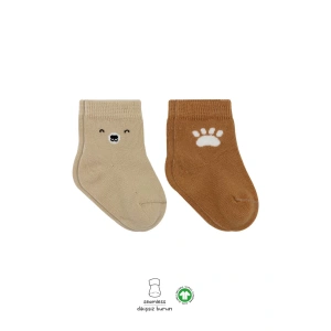 Bear Penye Soket Çorap 2li Bej