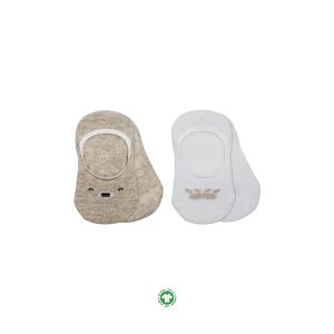 Bistyle 2li Babet Cute Face Penye Çorap 30103 Bej Beyaz