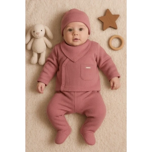 Cepli Çizgili 5li % 100 Pamuk Hastane Çıkış Seti