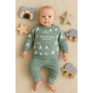Harf Baskılı 2li % 100 Pamuk Erkek Bebek Takımı