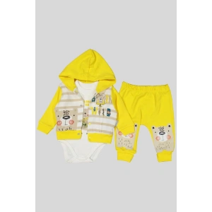 Kamp Desenli Kapüşonlu % 100 Pamuk Erkek Bebek Takımı