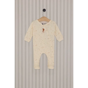 Kız Bebek Patikli Tulum  Krem