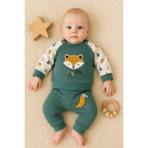 Littie Fox Nakışlı % 100 Pamuklu 2li Erkek Takım