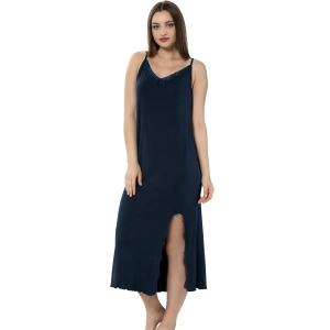 Moda Bayan İp Askılı Uzun Gecelik Siyah