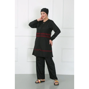 Moda Büyük Beden Tesettür Mayo Siyah