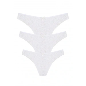 Moda Dantelli 3lü Tanga Külot Ekru