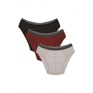 Moda Erkek Pamuk 3lü Siyah Bordo Gri Likralı Slip