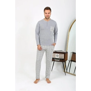 Moda Erkek Uzun Kol Penye Gri Pijama Takımı