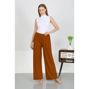 Moda Kadın Bürümcük Kumaş Hafif-Esnek Pantolon 210074 Kahve