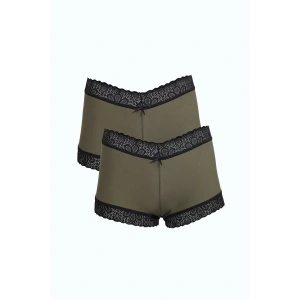 Moda Kadın Pamuklu 2li Boxer Haki