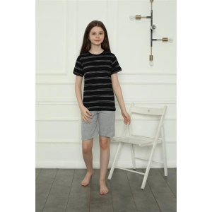 Moda Kız Çocuk Penye Şortlu Pijama Takım Siyah