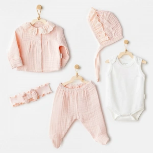 Natural Gift Müslin 5li Hastane Çıkışı Salmon