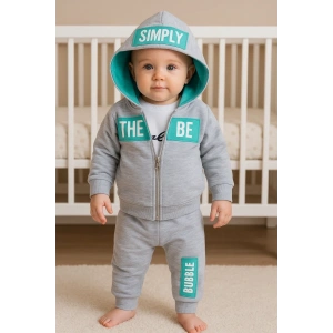 Simply Desenli Kapişonlu 3lü Erkek Bebek Takımı