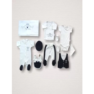 Süper Prens Nakışlı  10lu Zıbın Takımı Hastane Çıkışı Lacivert