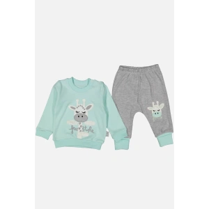 Zürafa Nakışlı % 100 Pamuk Kız Bebek Takımı