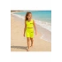 Kız Çocuk Neon Sarı Crop Üst ve Uzun Şortlu Mayo Takımı - 2 Parça