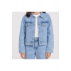 Kız Çocuk Lazer Kedi Baskılı Kot Ceket Pantolon Takımı – Geniş Paça 2’li Denim Set